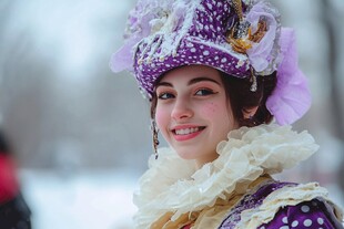 复古装扮女子的优雅瞬间