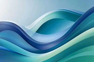 灵动蓝绿渐变波浪背景图