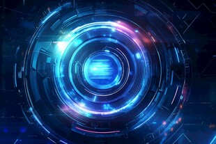 科技感炫彩蓝色环形背景