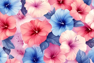 多彩芙蓉花花卉图案背景