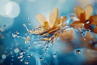 水花溅落花朵瞬间之美