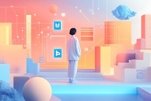 男子置身科技感梦幻场景中