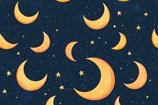梦幻星月夜空无缝图案