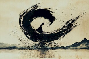 水墨风格舞动的神秘旋涡