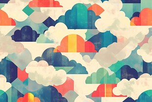 多彩几何云朵图案背景
