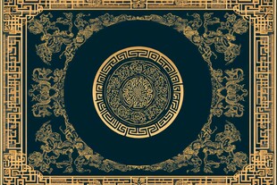 中式古典金色花纹图案设计