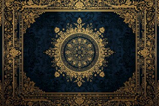 华丽黑金复古花纹地毯图案