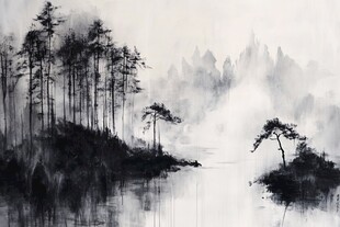 水墨山林间的静谧之景