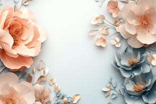 淡彩花卉边框装饰图案