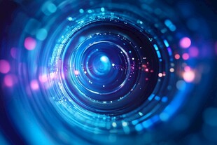 蓝色科技感圆形光效背景图