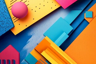 多彩立体几何图形创意背景