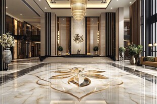 豪华酒店大堂大理石地面设计