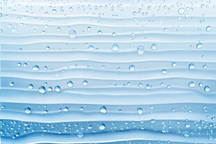 蓝色水波上的晶莹水滴