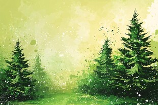 梦幻森林水彩风背景图