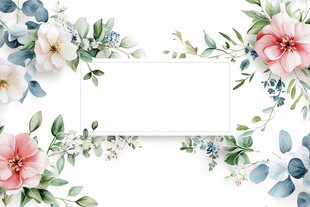 花卉边框留白装饰背景图