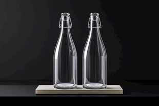 两个透明玻璃密封瓶展示