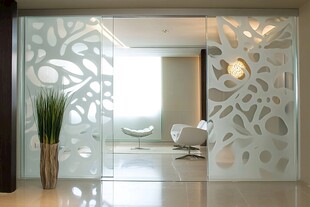 现代简约风格玻璃雕花隔断