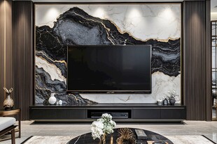 现代奢华大理石电视背景墙