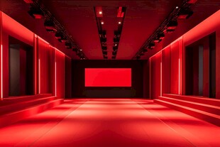 红色酷炫现代感室内空间