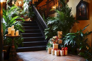 温馨家居楼梯处节日装饰场景