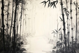 水墨竹林间的清幽小径