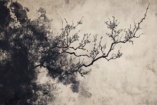 水墨孤枝图