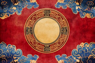 中式古典红底云纹装饰背景