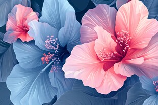 梦幻渐变色彩的木槿花