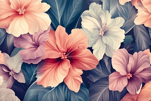 缤纷芙蓉花的梦幻图案