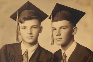 毕业季双生少年的留念