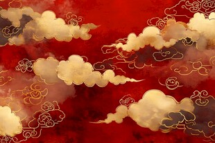 红色祥云背景图