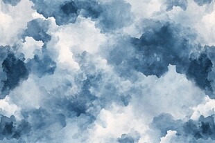 梦幻蓝白云水彩背景图