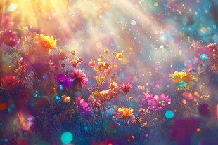 梦幻花海中的绚烂阳光