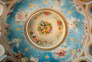 精美穹顶花卉壁画艺术