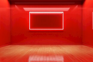 红色空间中的发光矩形框