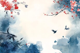 水墨花鸟意境图