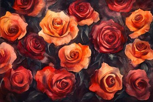 绚丽多彩的玫瑰油画