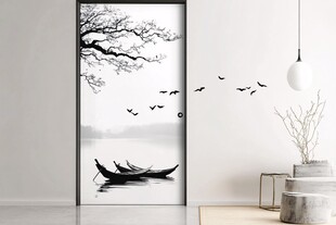 中式水墨风门贴装饰画