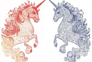 双色梦幻独角兽图案设计