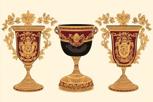 复古华丽金红装饰花瓶