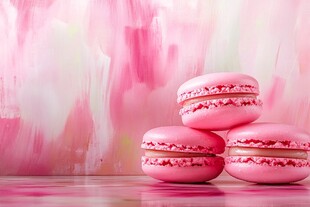 粉色马卡龙堆叠的甜蜜诱惑