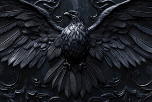 金属质感展翅雄鹰浮雕
