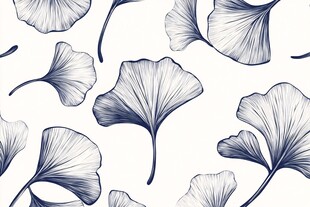 蓝白银杏叶无缝图案背景