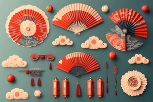 中式传统节庆装饰元素展示