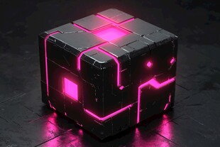 赛博朋克风发光立方体