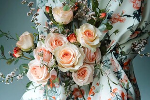 淡粉玫瑰花卉优雅组合