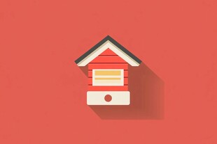 红色简约小房子图标