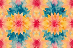 绚丽花卉水彩无缝图案