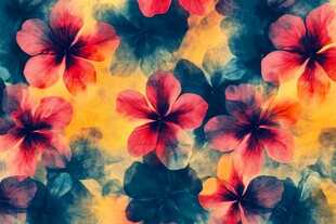 水彩绘就的艳丽花卉图案