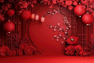 中式红韵婚礼场景布置
